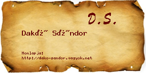 Dakó Sándor névjegykártya